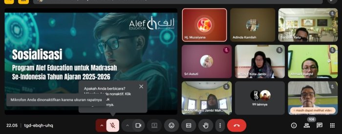 Delapan Guru MTsN 5 Tebo Ikuti Sosialisasi Pelatihan Guru Program Alef Education
